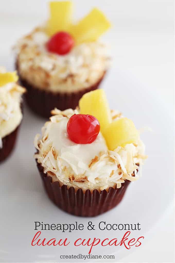 toasted coconut and pineapple cupcakes