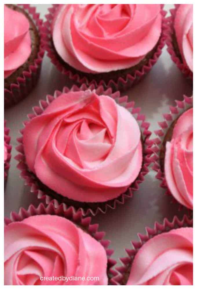 two tone pink frosting rose cupcakes createdbydiane.com