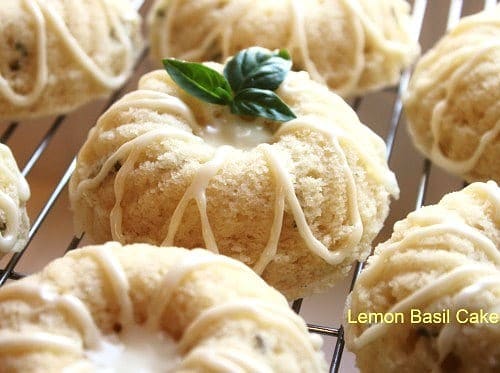 Mini Lemon Basil Bundt Cakes