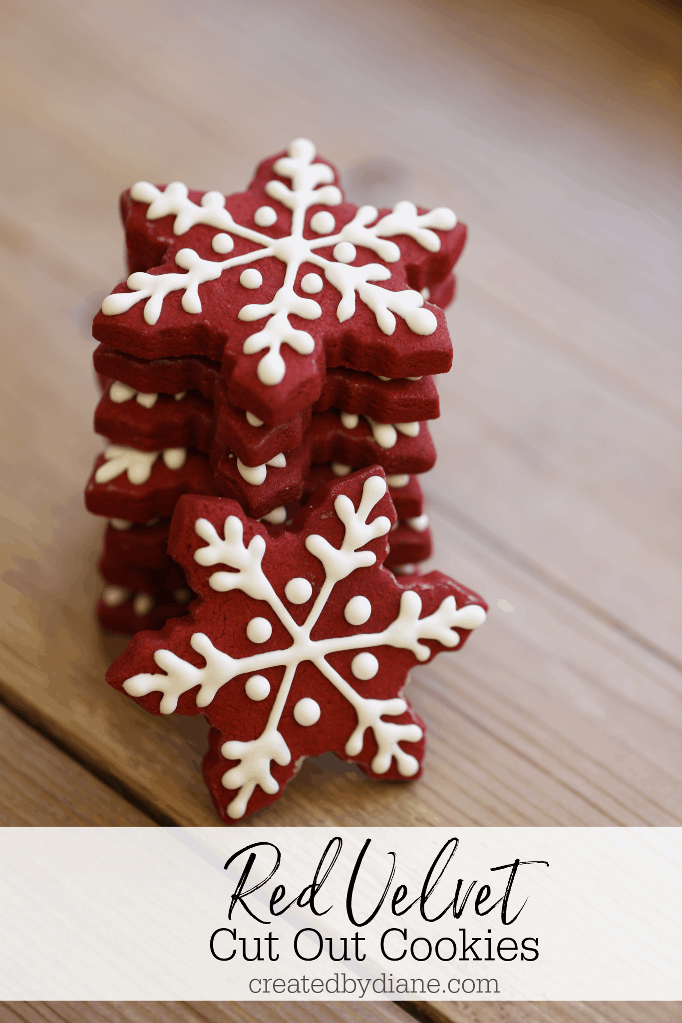 Red Velvet Christmas Snowflake Cookies | Created by Diane