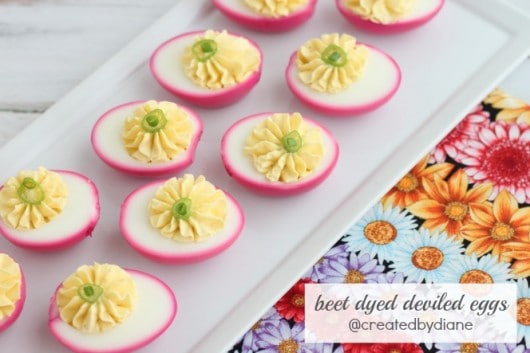 beet dyed deviled eggs | Created by Diane