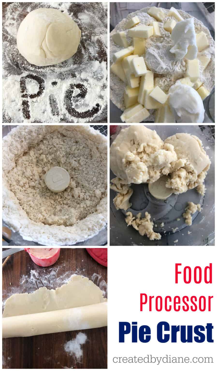 Easy Pie Crust made in a food processor Created by Diane