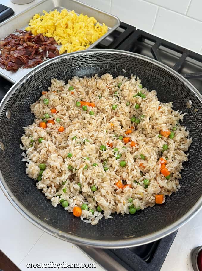 bacon and egg fried rice recipe from createdbydiane.com