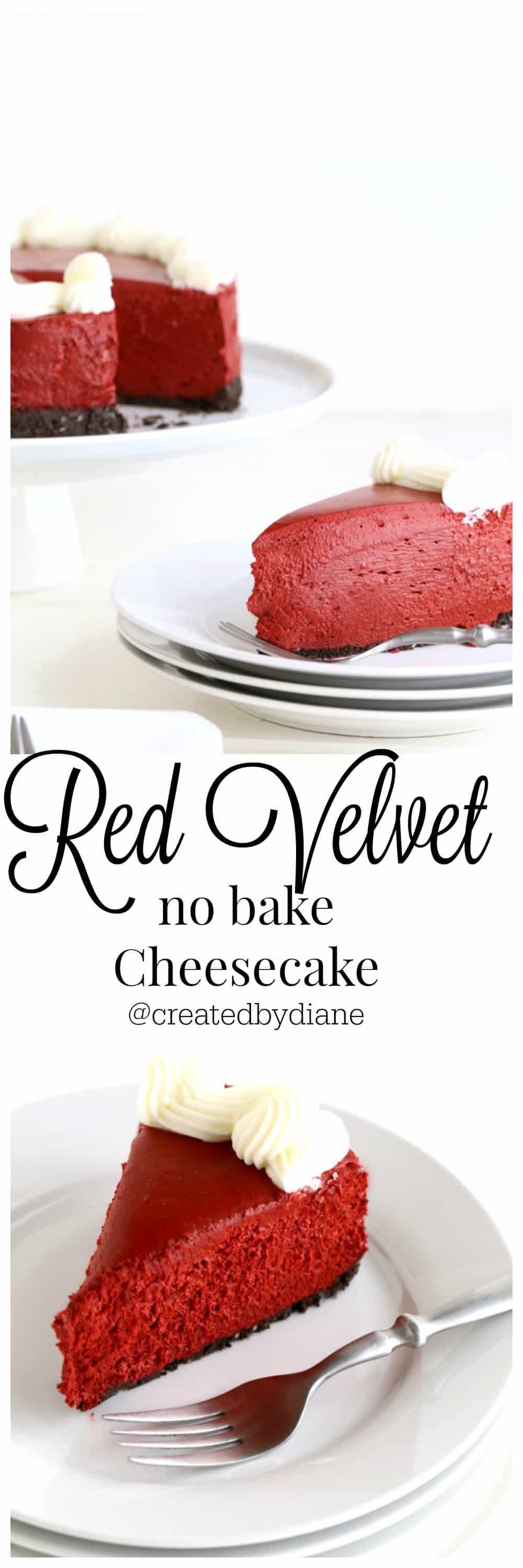Red Velvet no bake Cheesecake | Created by Diane