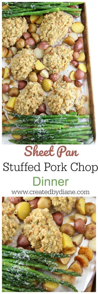 Sheet Pan Stuffed Pork Chops | Created by Diane