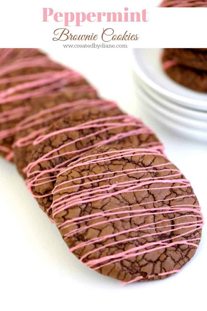 chocolate brownie cookies with pink peppermint icing