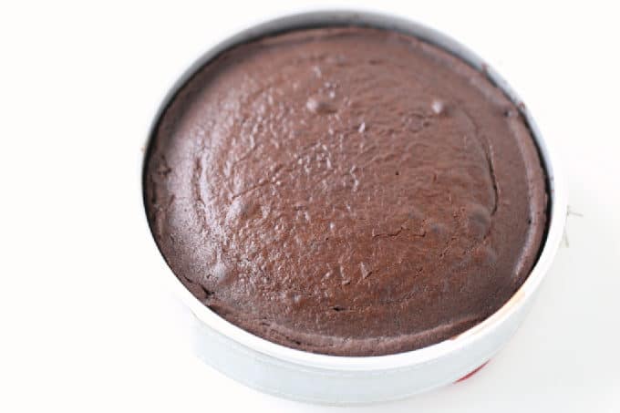chocolate cake baked in an 8inch round cake pan