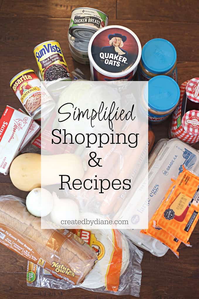 simplified shopping and recipes from createdbydiane.com