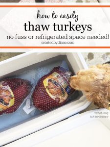 Thawing turkeys, easily, no fuss, no refrigerator needed, Thanksgiving prep createdbydiane.com