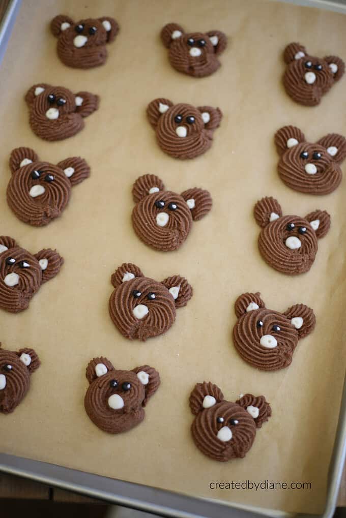 PIPED TEDDY BEAR Chocolate Butter Cookies createdbydiane